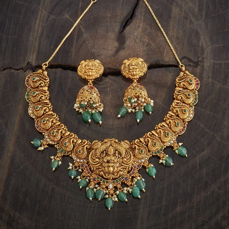 Gold Necklace with Birthstone-Antique Necklace 181148