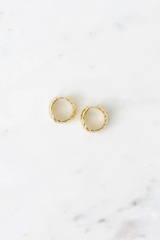 Cute Ear Jackets-Chunky Twist Huggies-Gold