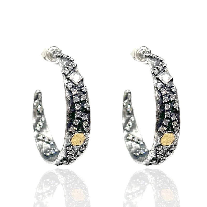 Chic Ear Huggers-VINTAGE SILVER COSA HOOPS