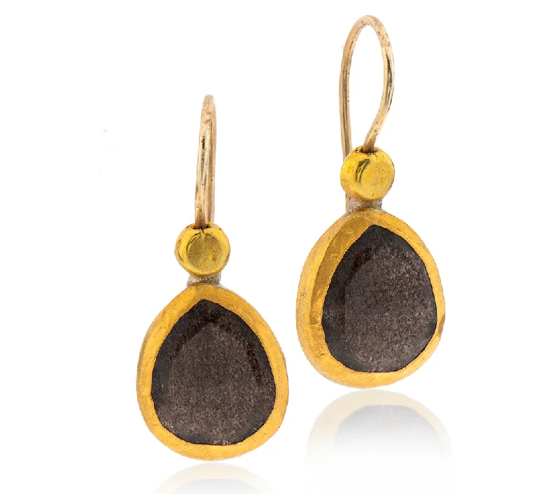 Chic Gold Stud Earrings-Nava Zahavi Yellow Gold Olive Sapphire Earrings