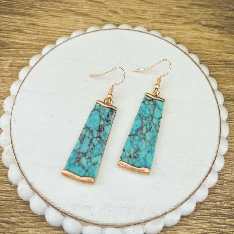 Crystal Dangle Earrings-Beautiful Gold and Turquoise Earrings