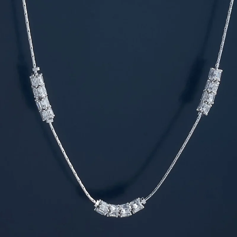 Elegant Sapphire Necklace-92.5 Silver Necklace 183124