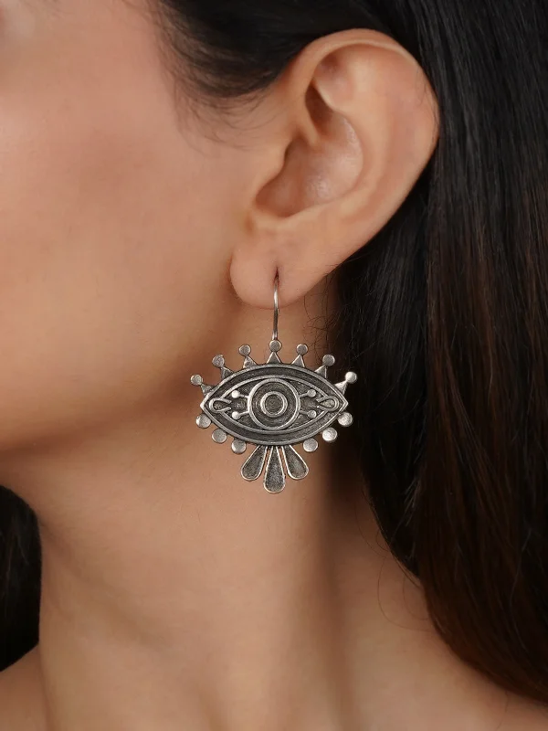 Sparkling Diamond Earrings-Grey Color Tribal Earrings - EK-SFEAR162