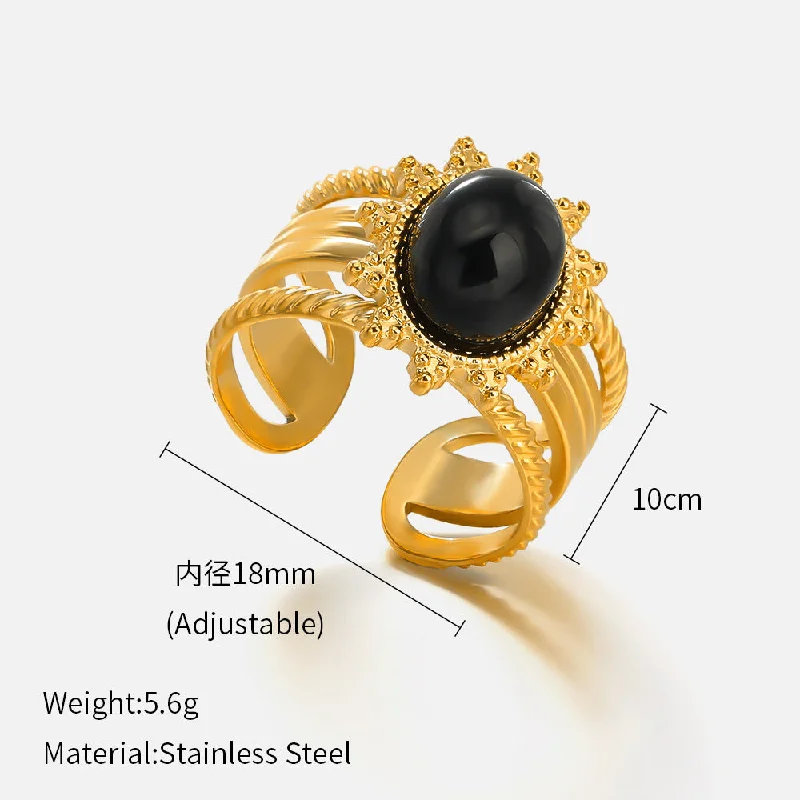 Gold# Obsidian Ring