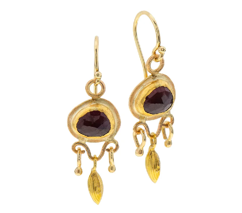 Chunky Gold Earrings-Nava Zahavi Garnet Yellow Gold Dangling Earrings