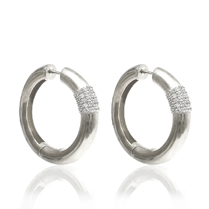 Freshwater Pearl Earrings-SILVER BOTERE TUBE HOOPS 1.5"