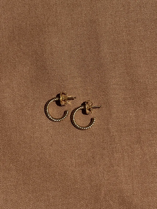 Eco-Friendly Earrings-14k Yellow Gold Rope Huggies