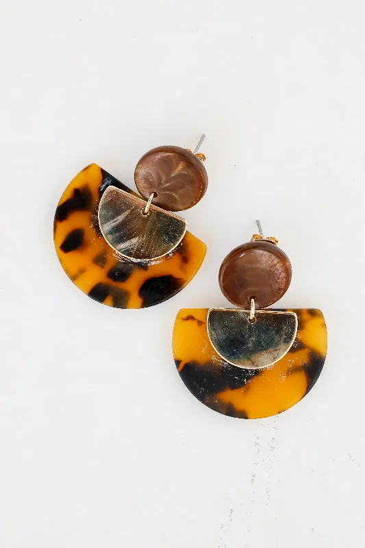 Handcrafted Earrings-Mara Tortoise Acrylic Drop Earrings